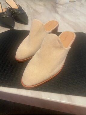 Sole Society Beige Suede Slip-On Mules